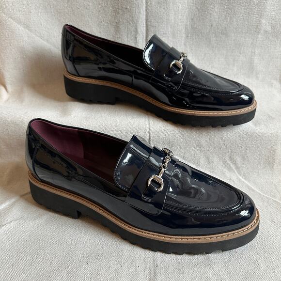 Franco Sarto Collette Faux Leather Vegan Loafer Dark Navy Blue New Womens 9.5 - Picture 2 of 8